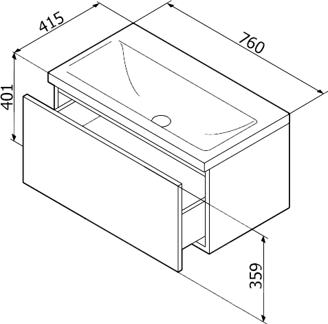 Тумба для комплекта Am.Pm Gem 75 белый глянец, с 1 ящиком M90FHX07521WG - 7