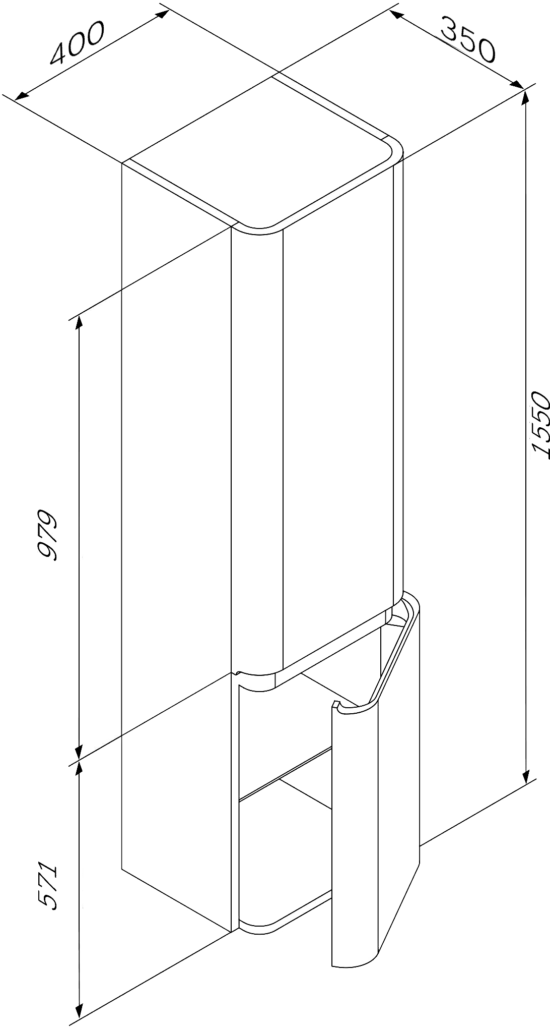 Шкаф-пенал AM.PM Sensation 40 R белый глянец M30CHR0406WG - 7