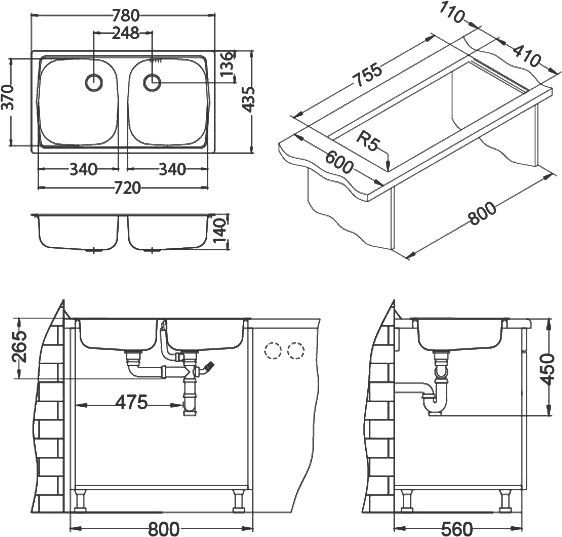 Мойка кухонная Alveus Basic 160 декор 1039145 - 4