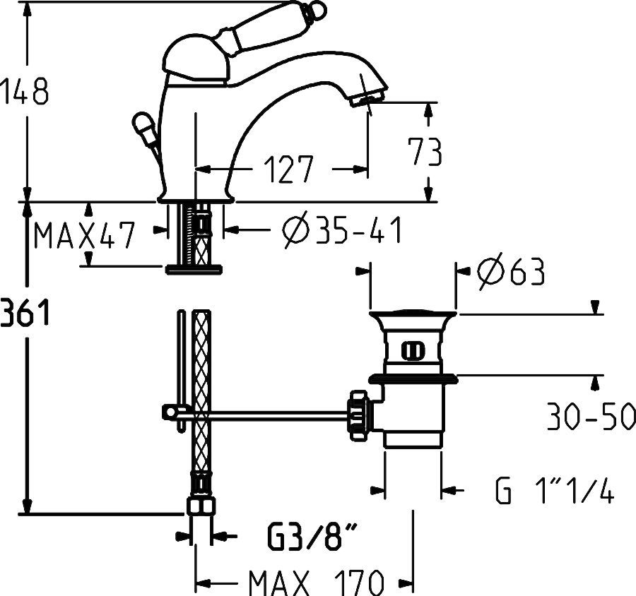 Смеситель для раковины Gattoni Orta бронза  2746/27V0br - 1