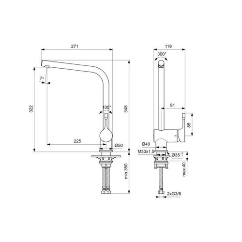 Смеситель для кухни Ideal Standard Ceralook хром  BC174GN - 1