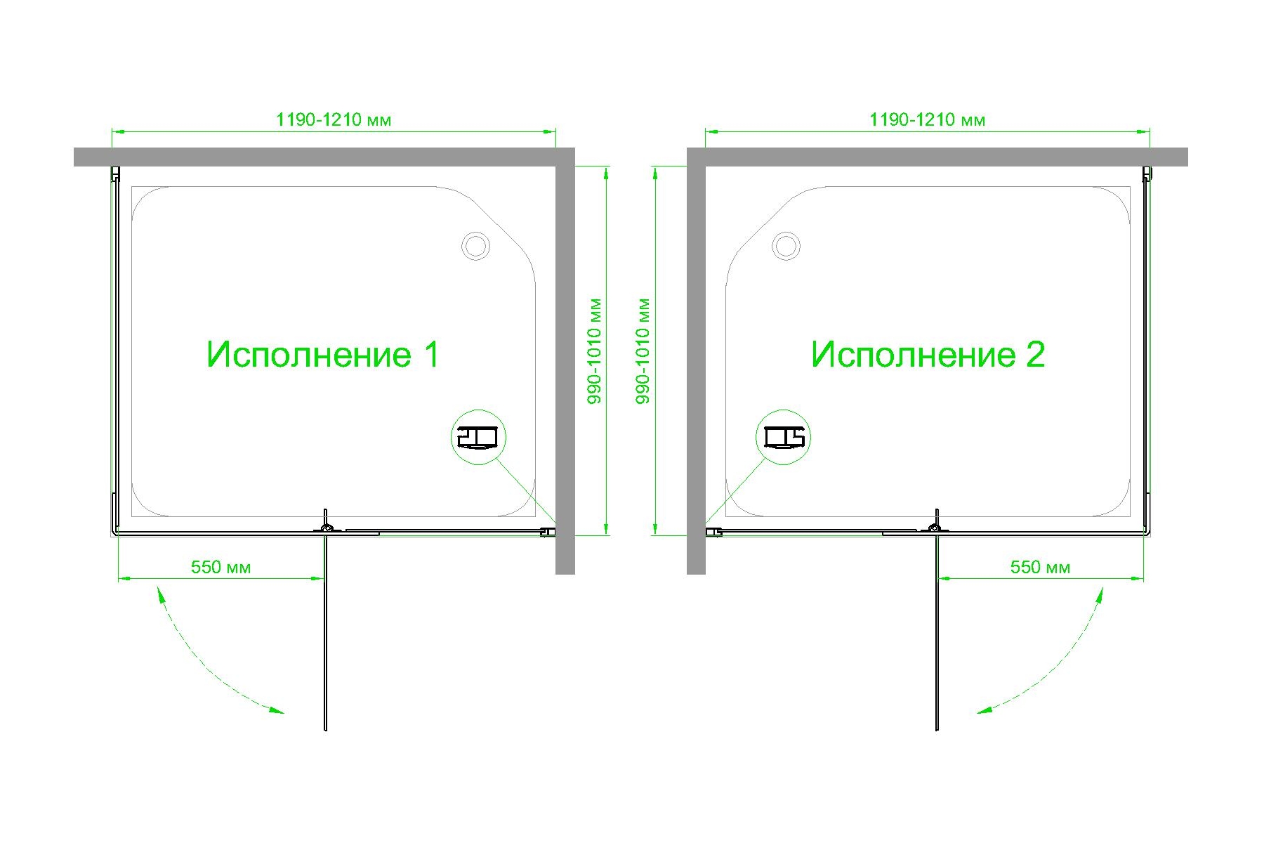 Душевой уголок Royal Bath HPVD 120х100 профиль черный стекло матовое RB1120HPVD-C-BL - 3