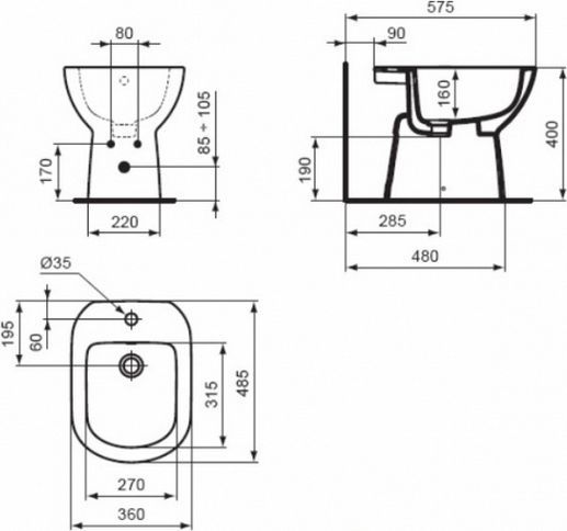 Биде напольное Ideal Standard Tempo  T510201 - 2