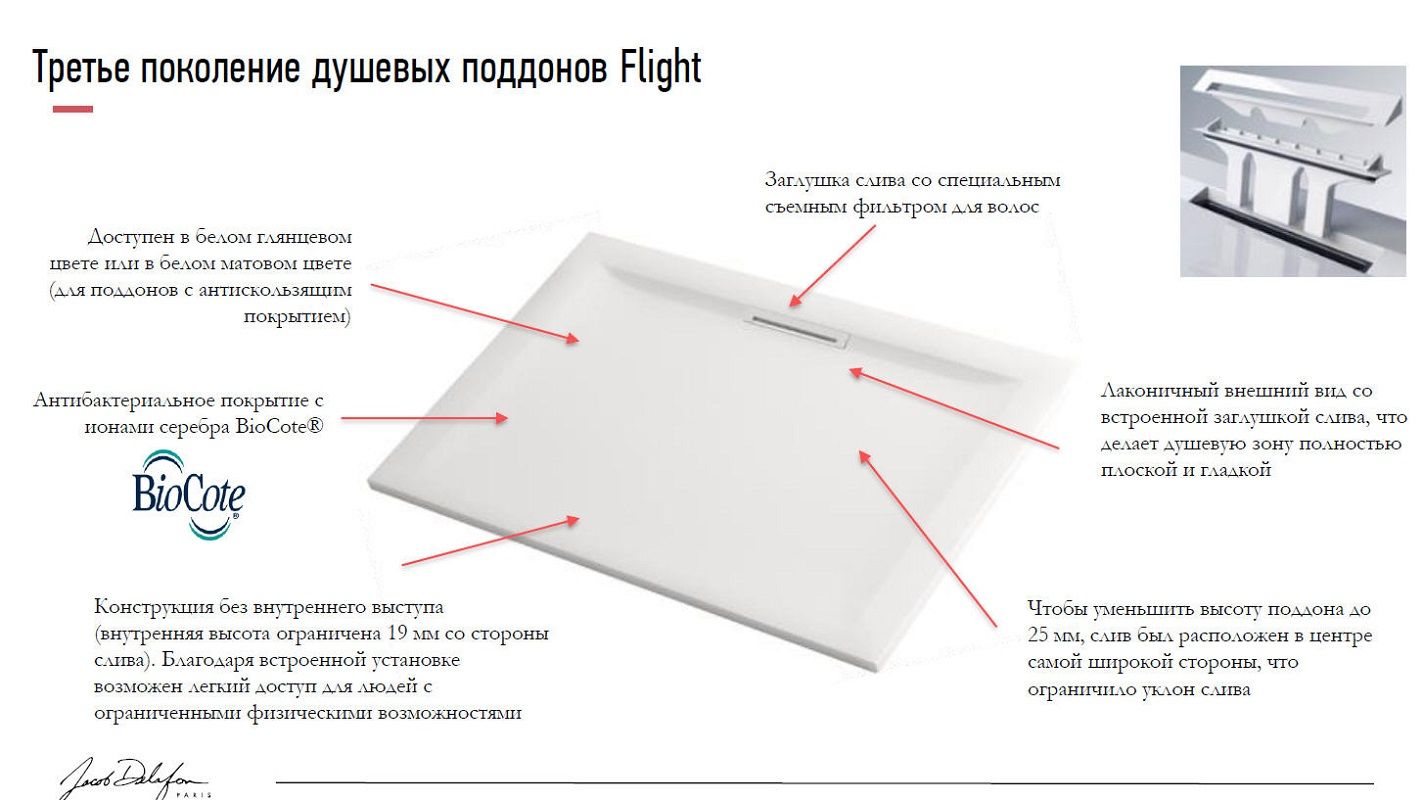 Поддон для душа Jacob Delafon Flight Pure E62326-00 120х80 - 4