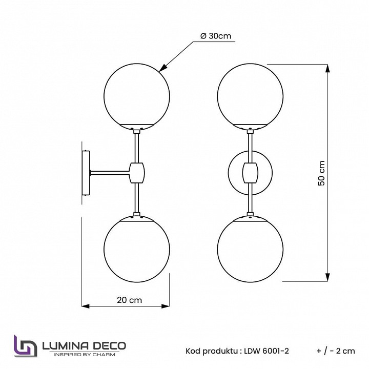 Бра LUMINA DECO Zodiak LDW 6001-2 BK+WT - 3