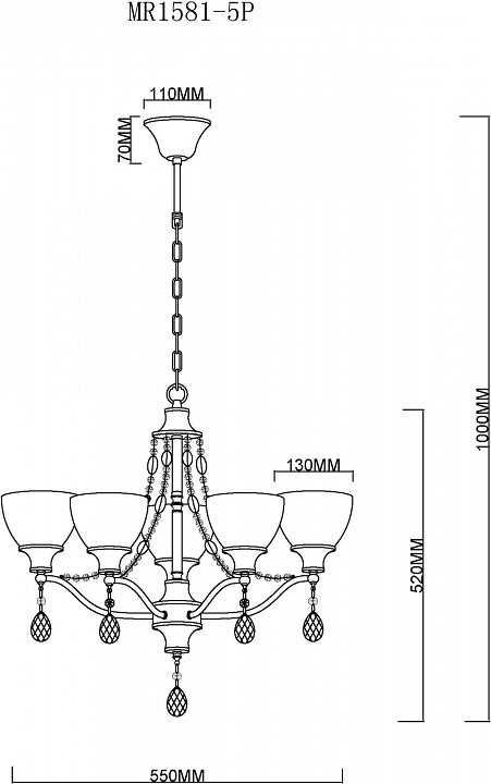 Подвесная люстра MyFar Mistic MR1581-5P - 3