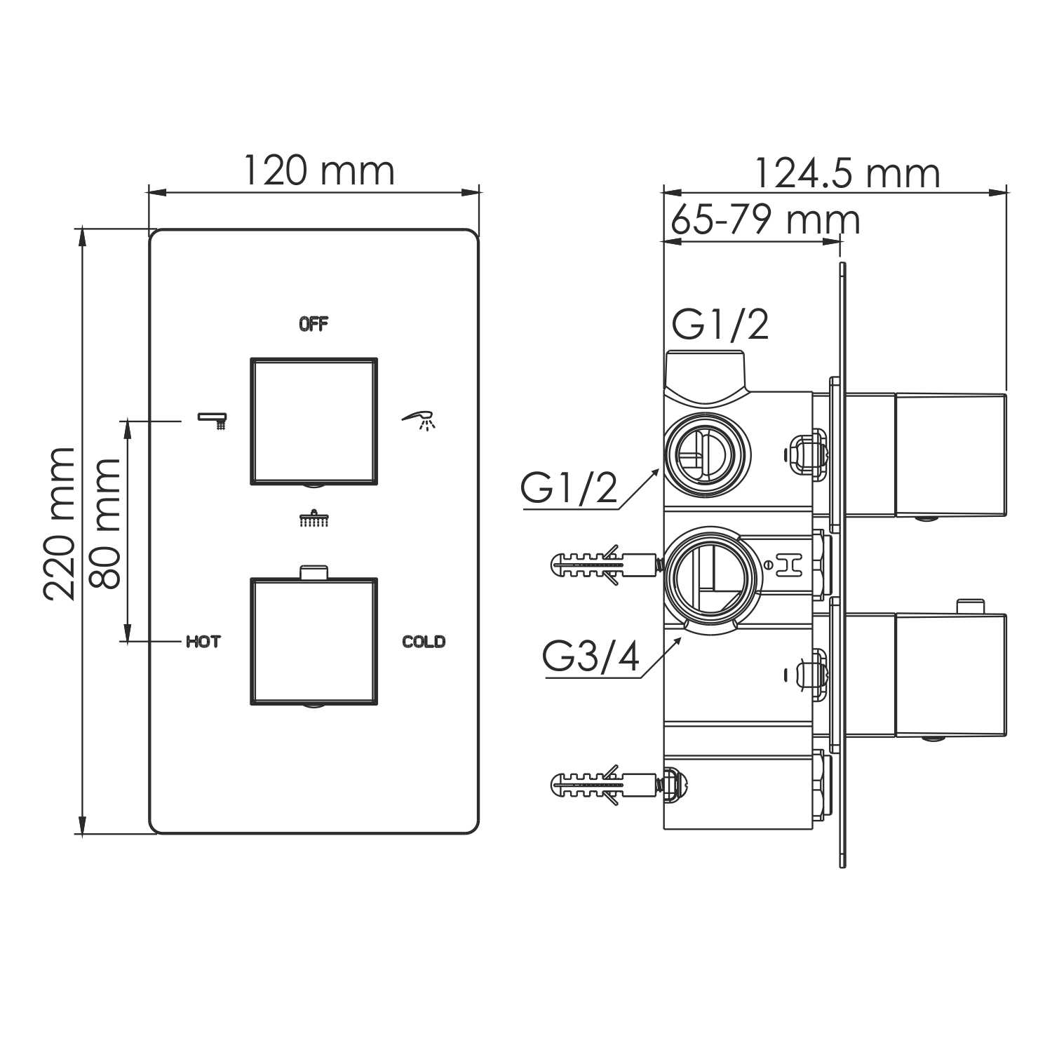 Alme 1544 Thermo Термостатический смеситель для ванны и душа - 2