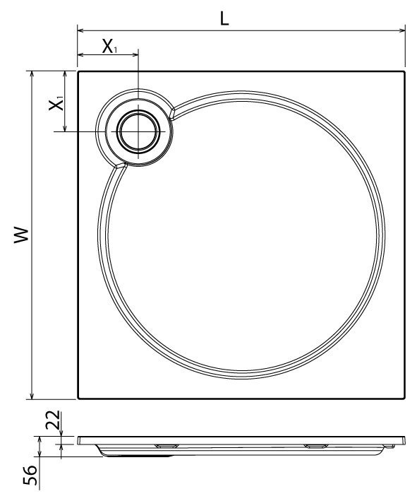 TRAY-S-A-90-SCR-W Экран плоский из искусственного мрамора 900х900х135, белый (Bianco) - 4