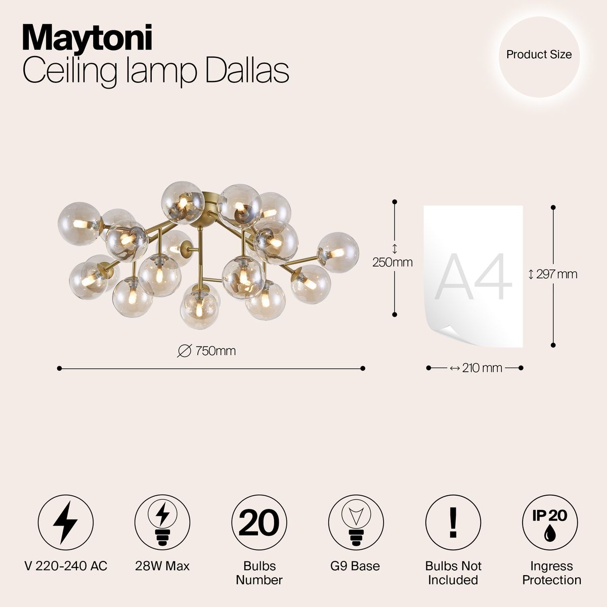 Потолочная люстра Maytoni Dallas MOD545PL-20G - 1