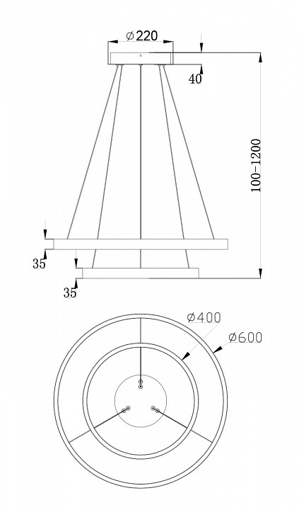 Подвесной светодиодный светильник Maytoni Rim MOD058PL-L55BS4K - 5