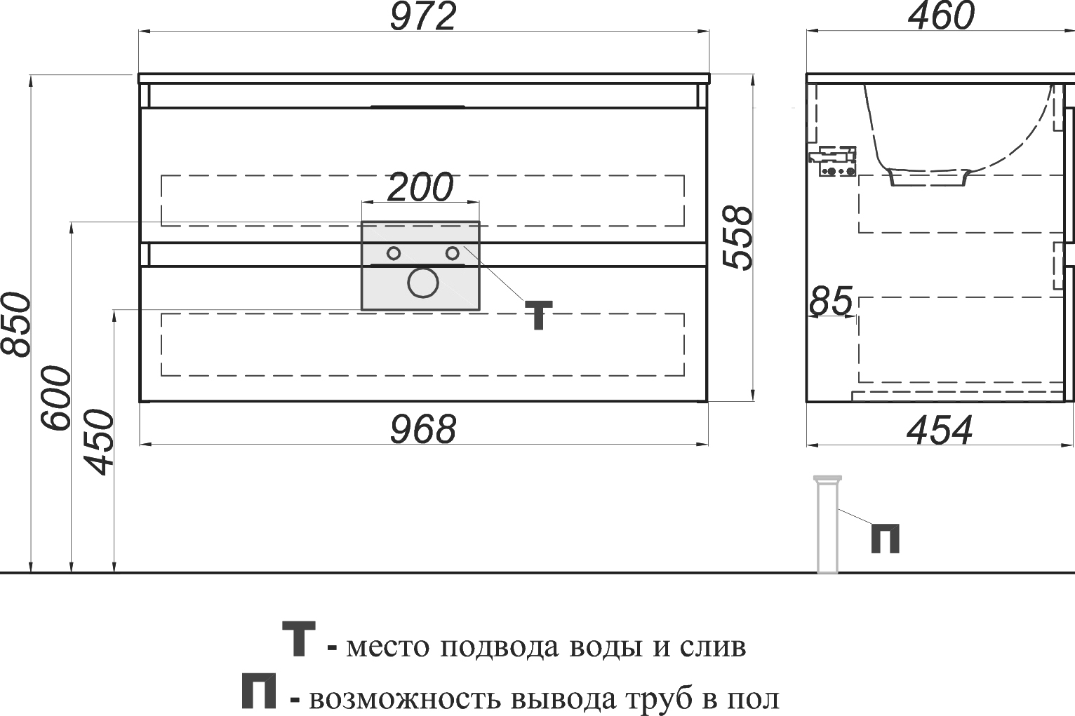 Тумба для комплекта Aqwella 5 stars Accent 100 дуб золотой ACC0110DZ - 3