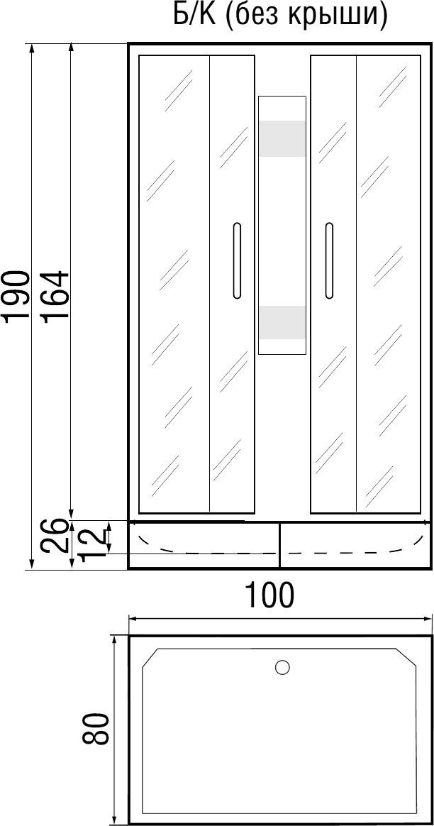 Душевая кабина с поддоном River Quadro Б/К 100/80/24 MT  10000002985 - 2