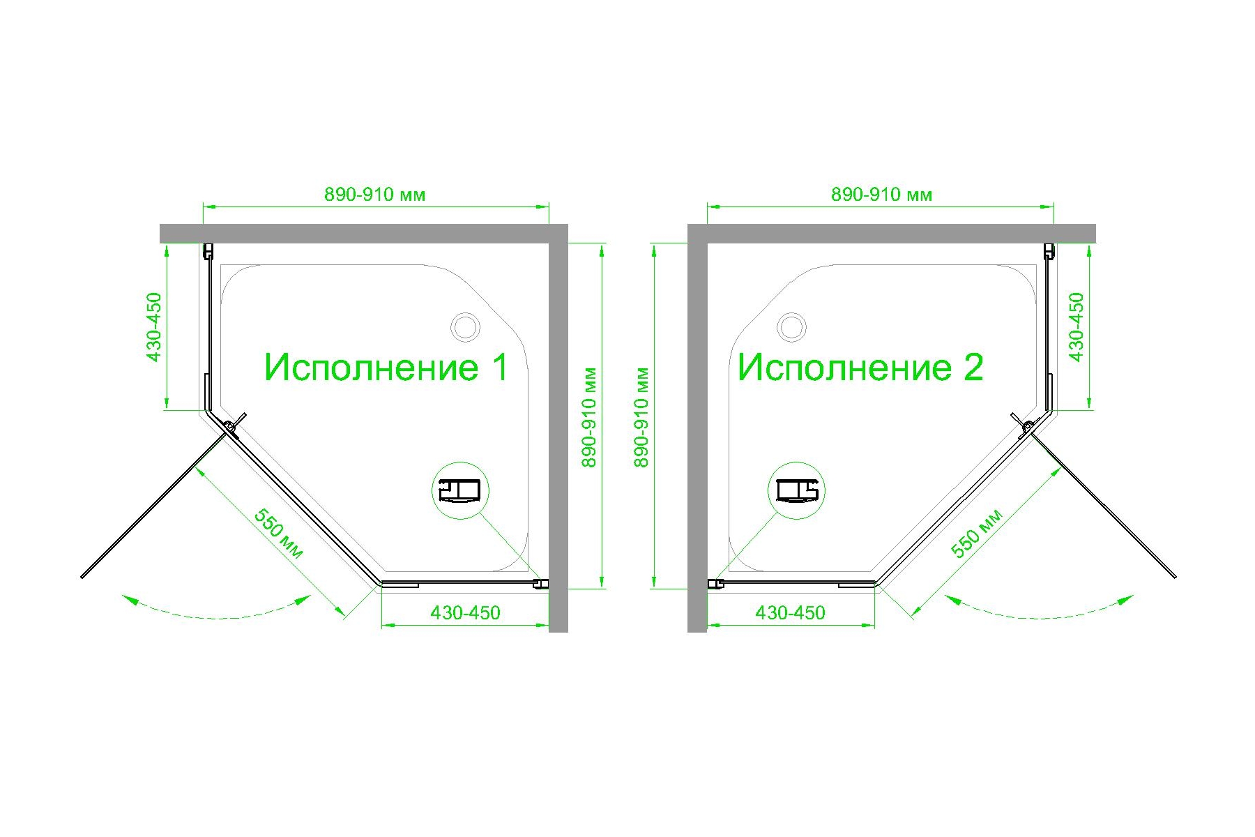 Душевой уголок Royal Bath TR 90х90 профиль белый стекло матовое RB90TR-C - 3