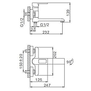 Смеситель для ванны Frap H72 F3272 универсальный Хром - 1