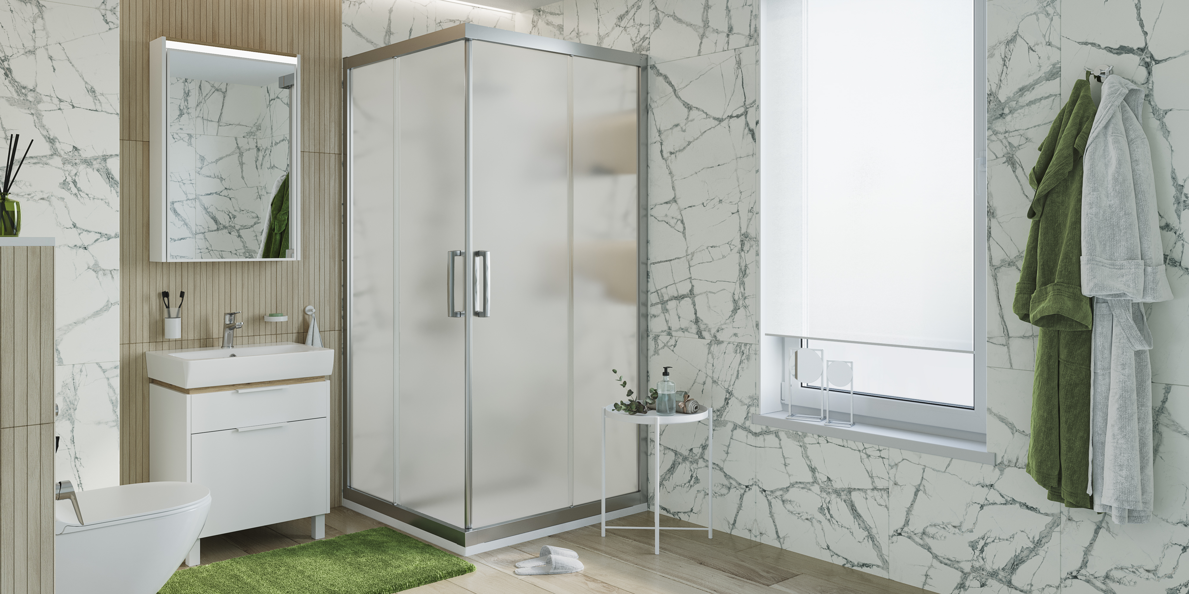 Душевой уголок STWORKI Дублин DE019SC9595200 95x95 см профиль хром матовый, стекло матовое 3GW102TTKK000 - 2