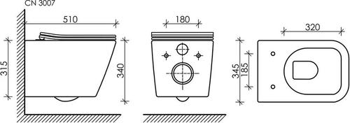 Комплект подвесного унитаза с инсталляцией Ceramica Nova Metric с кнопкой Round хром CN3007_1001CH_1000 - 6