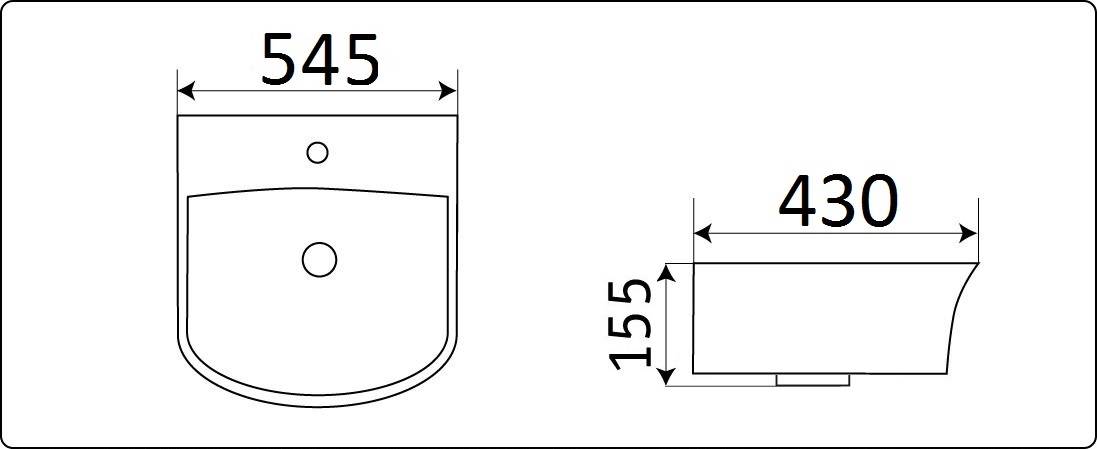 Раковина подвесной Ceramalux N 55 белый  78369С - 2