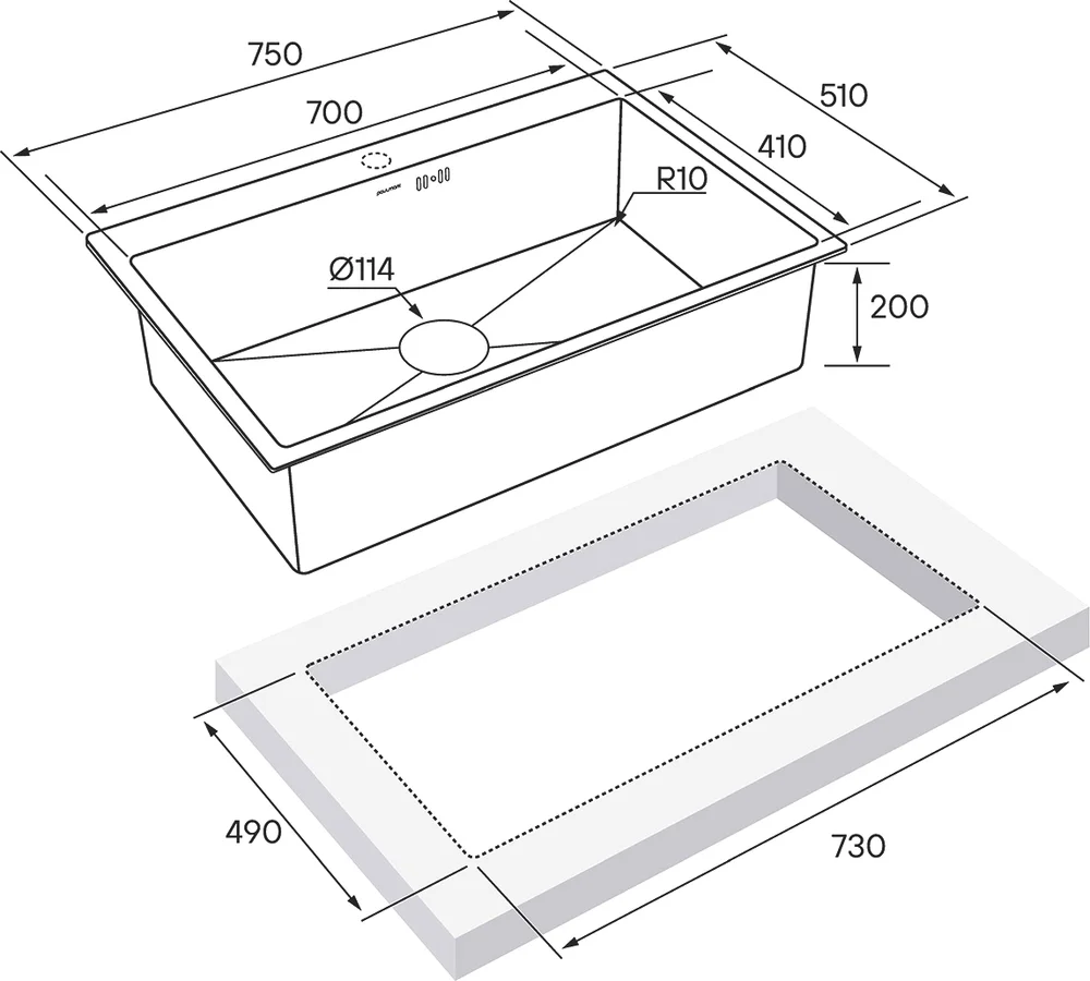 Мойка кухонная Paulmark Vast 75 темный хром PM217551-GM - 3