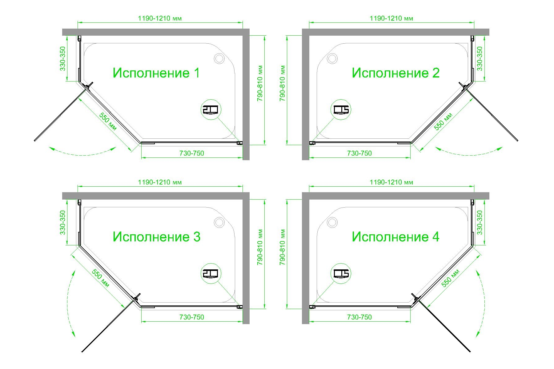 Душевой уголок Royal Bath TR 80х120 профиль белый стекло прозрачное RB1280TR-T - 3