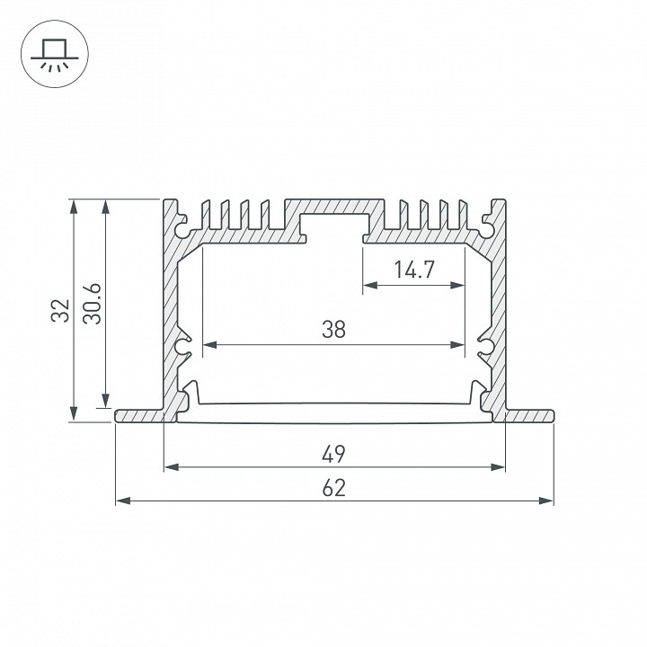 Профиль с рассеивателем Arlight SL-Line62-F-2500 Black+Opal 036307 - 2