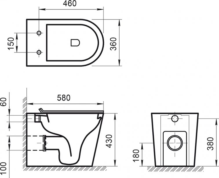 Чаша для унитаза приставного BelBagno Flay-r BB1003CBR - 2