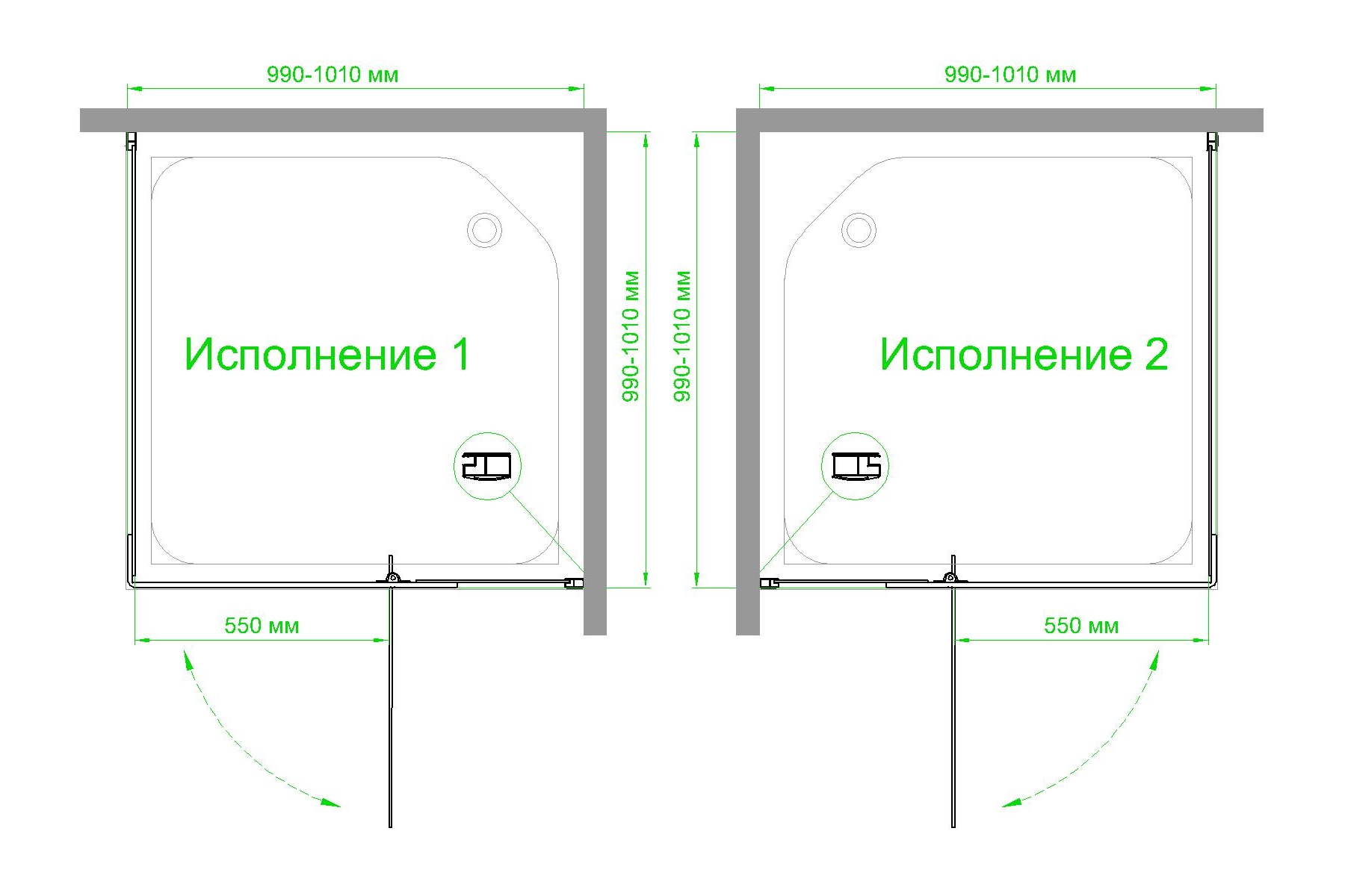 Душевой уголок Royal Bath HPVD 100х100 профиль черный стекло прозрачное RB100HPVD-T-BL - 3