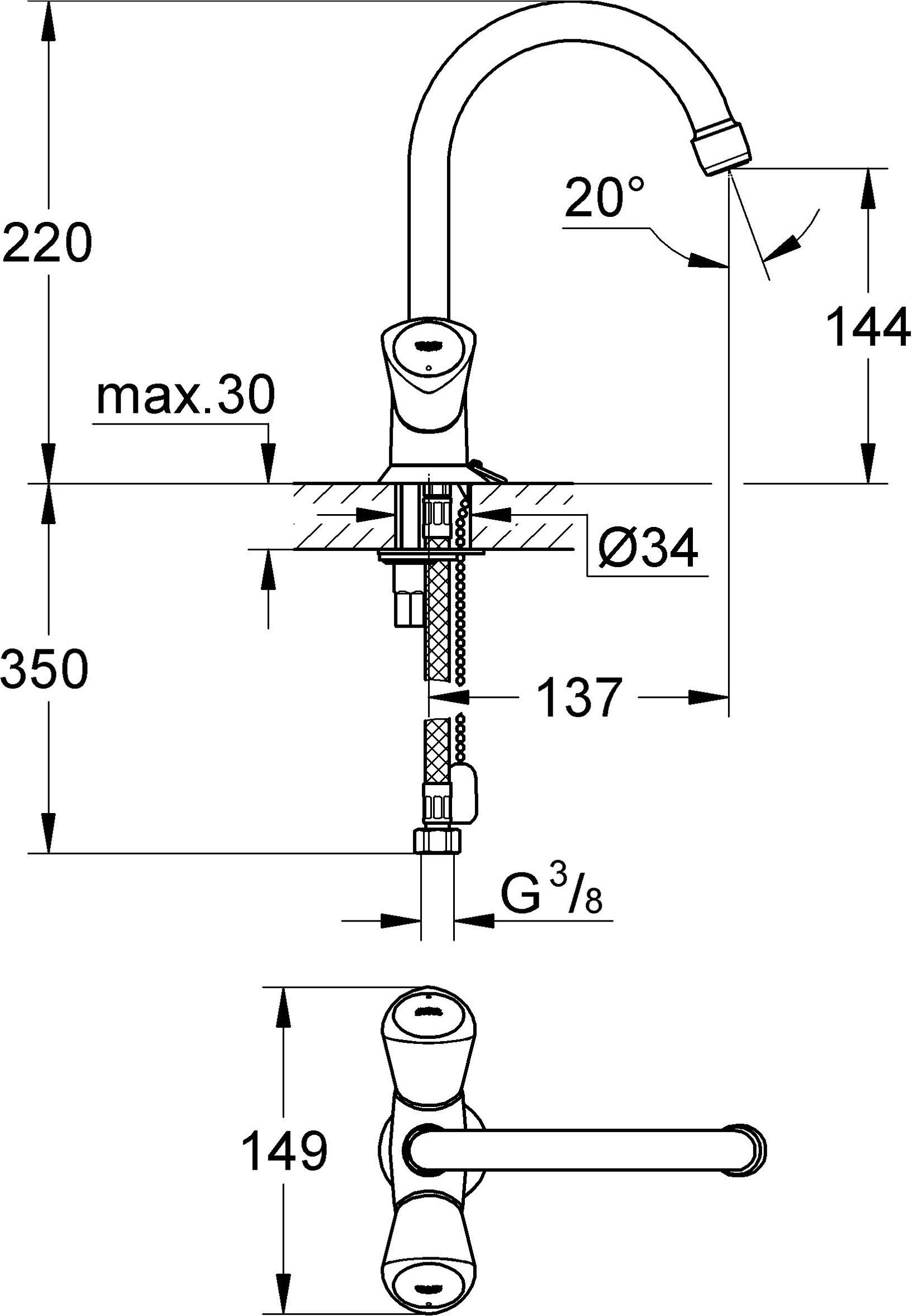 Смеситель Grohe Costa S 21338001 для раковины - 7