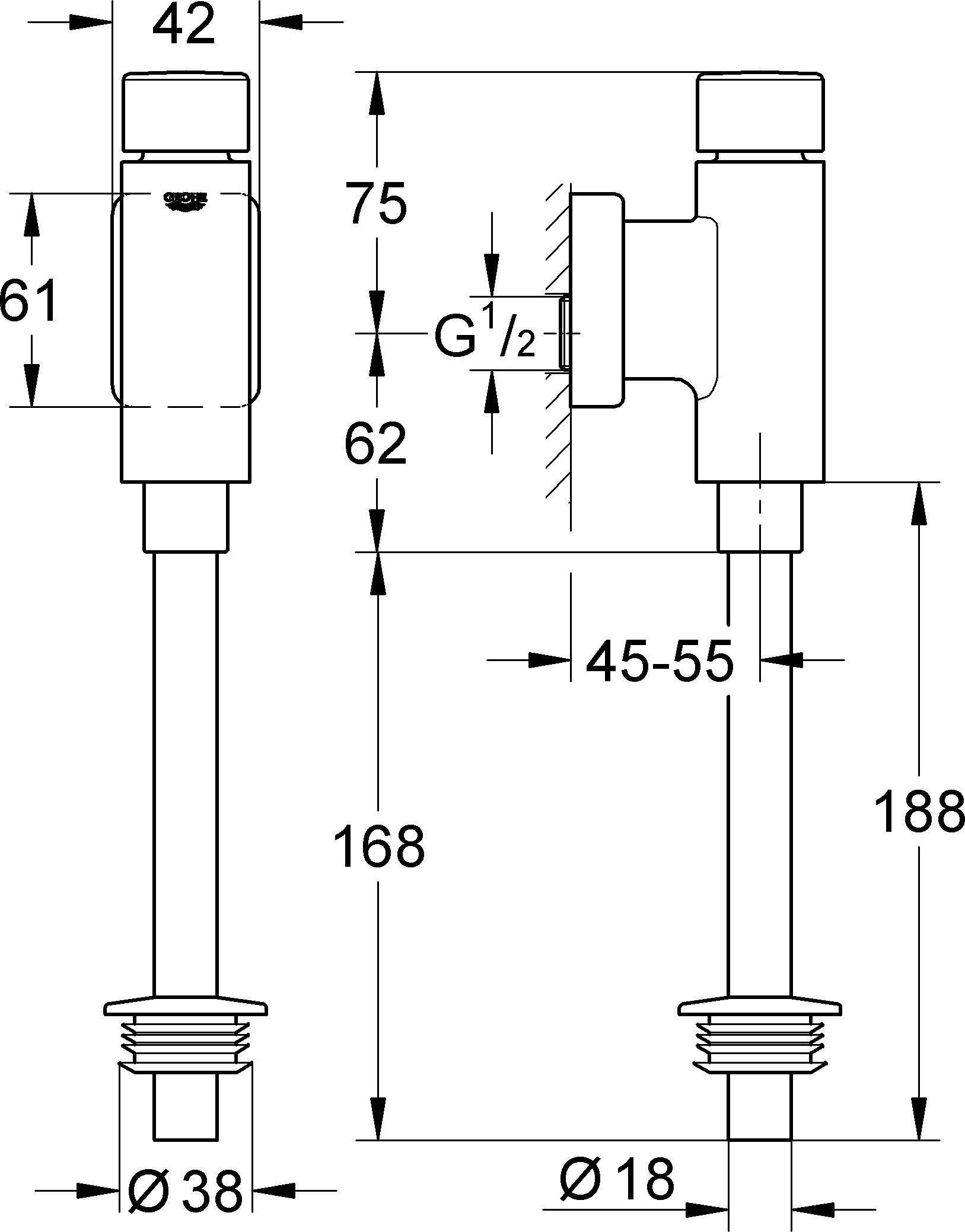 Cмывное устройство для писсуаров Grohe Rondo 37346000 - 2