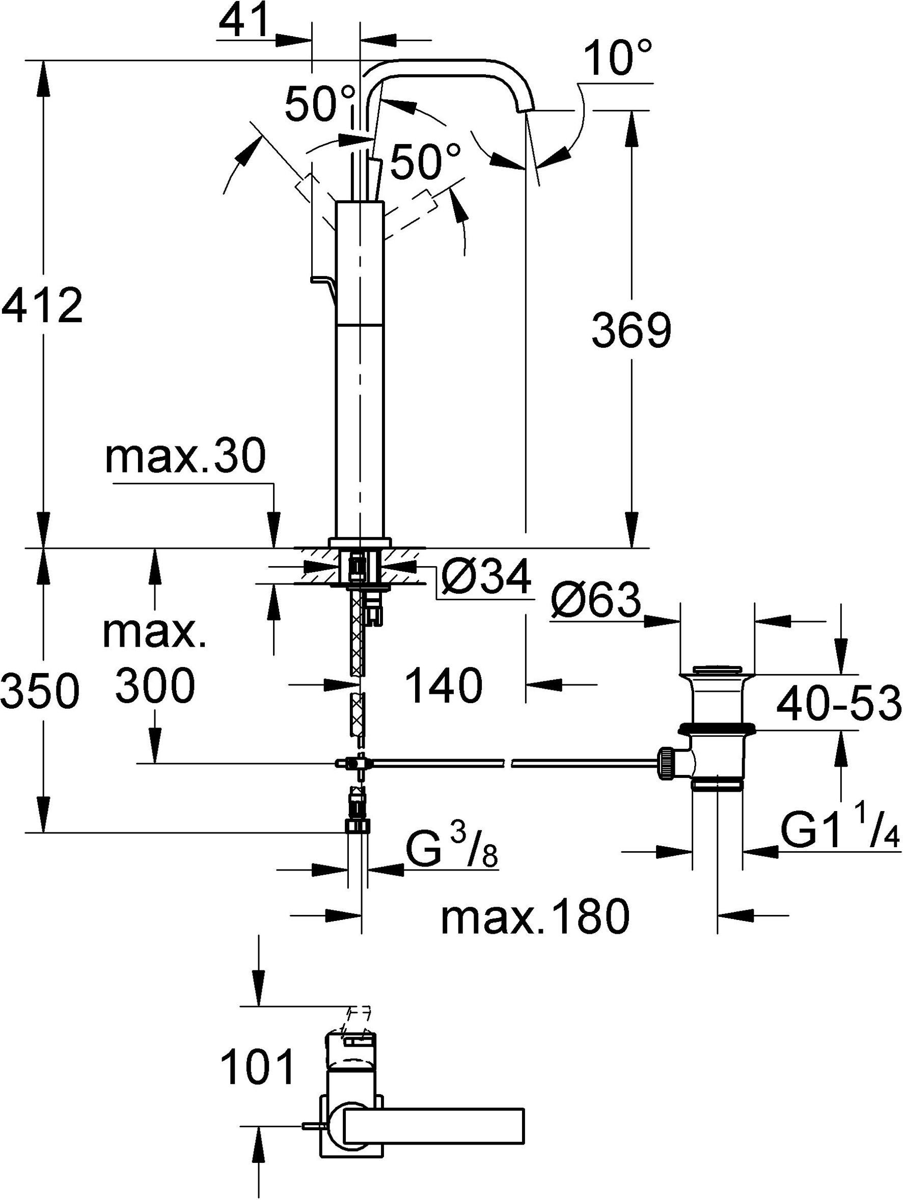 Смеситель Grohe Allure 32249000 для раковины - 2