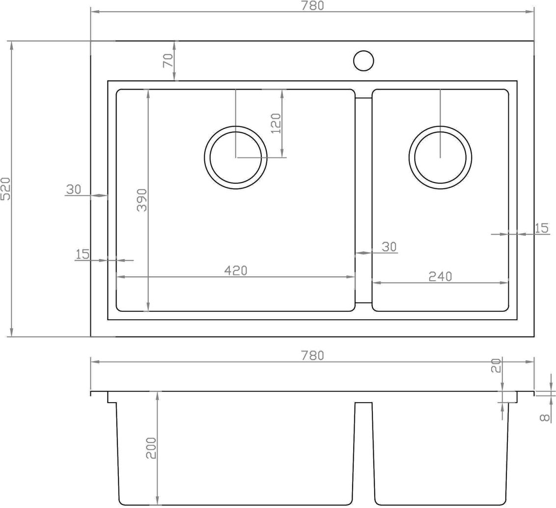 Мойка кухонная Zorg Master X Dixi ZM R-5278-L - 1