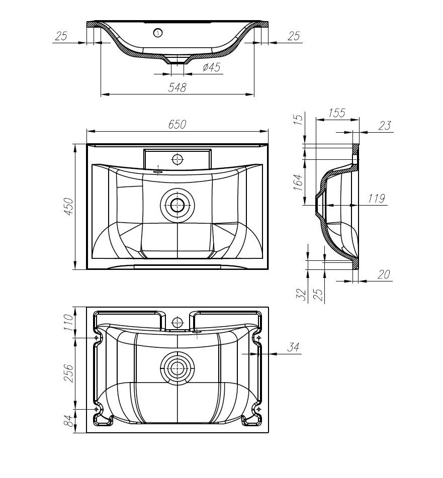 Комплект мебели Belbagno Marino 65 белый - 12