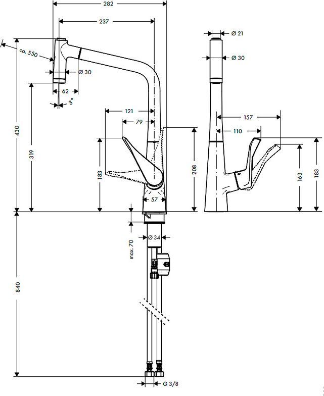 Смеситель Hansgrohe Metris 14820800 для кухонной мойки - 2