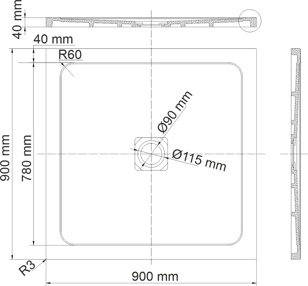 Поддон для душа Wasserkraft Dinkel 90х90 белый 58T03 - 1