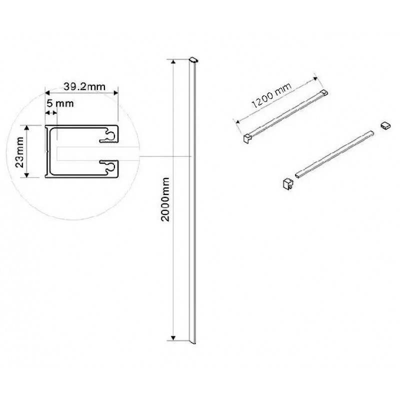 Пристенный профиль для душевой перегородки Vincea Walk-In матовый черный VHW-1WB - 1