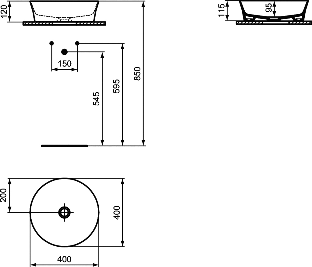 Раковина накладная Ideal Standard Ipalyss 40 белый E139801 - 4