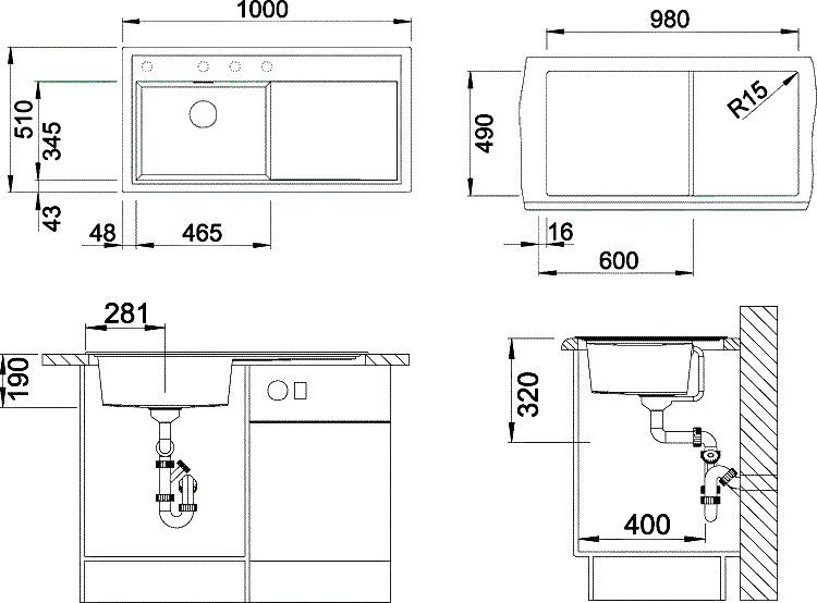 Мойка кухонная Blanco Zenar XL 6S серый беж, левая 524007 - 3