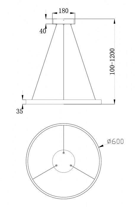 Подвесной светодиодный светильник Maytoni Rim MOD058PL-L32B4K - 1