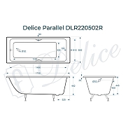 Чугунная ванна Delice Parallel 170x80 DLR220502RB с черными матовыми ручками без антискользящего покрытия - 7