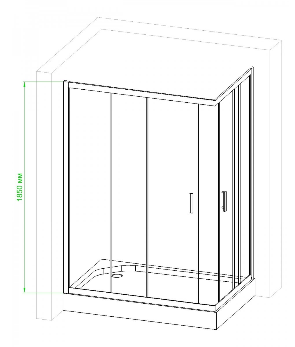 Душевой уголок Royal Bath HPD 90x115 профиль черный стекло прозрачное RB11590HPD-T-BL - 3