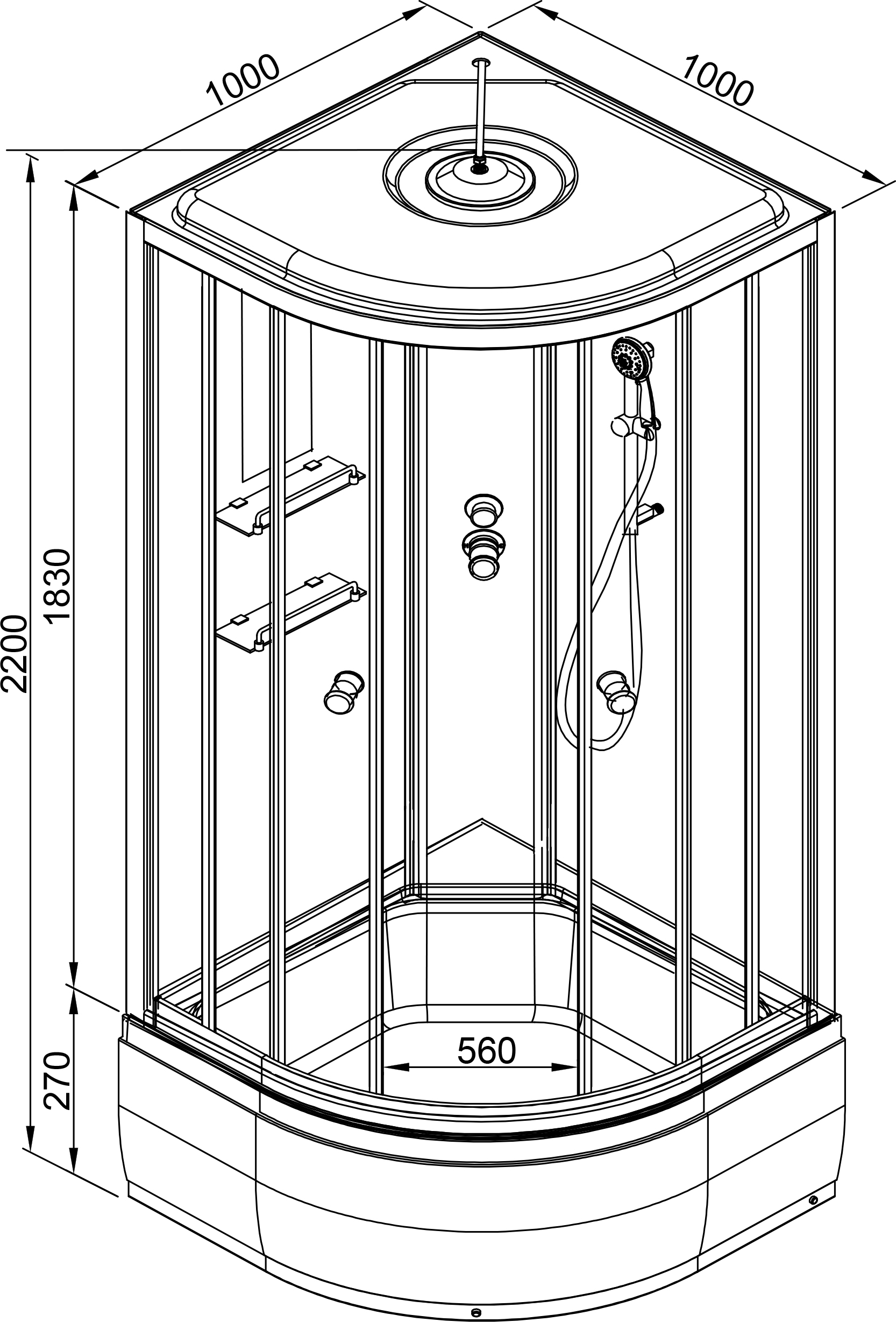 Душевая кабина DETO EM2710GM - 16