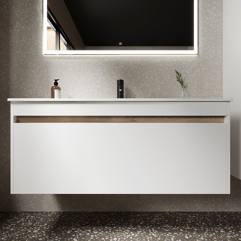 Тумба под раковину подвесная Sancos Smart 120 белая глянцевая SM120-1W - 1