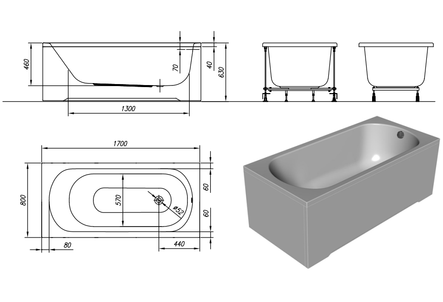 Ванна акриловая Kolpa San Betty 170x80 белый 5058-01 - 2