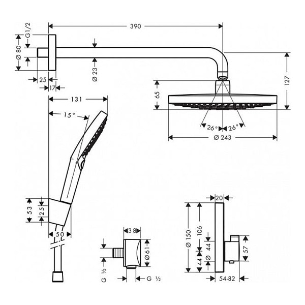 Душевой гарнитур Hansgrohe Raindance Select  27297000 - 1