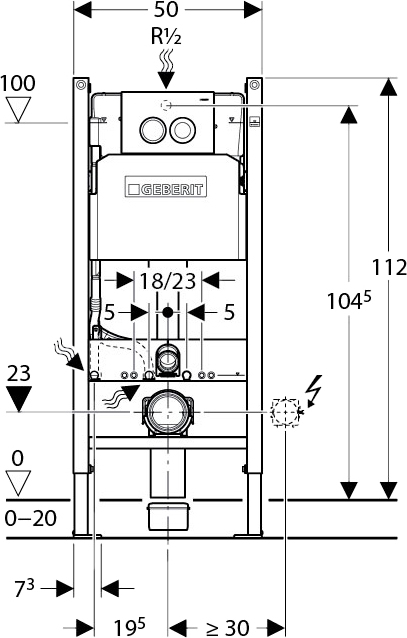 Комплект Система инсталляции для унитазов Geberit Duofix Delta 458.124.21.1 3 в 1 с кнопкой смыва + Чаша для унитаза подвесного Roca Meridian 346248000  - 10