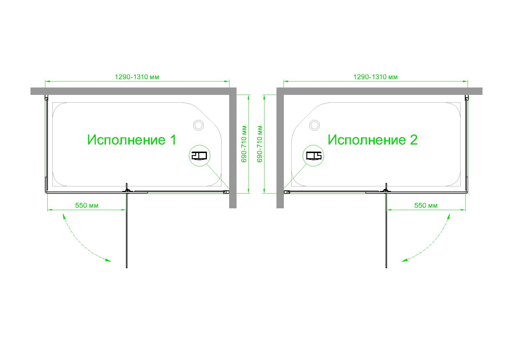 Душевой уголок Royal Bath HPVD 130х70 профиль белый стекло прозрачное RB7130HPVD-T - 3
