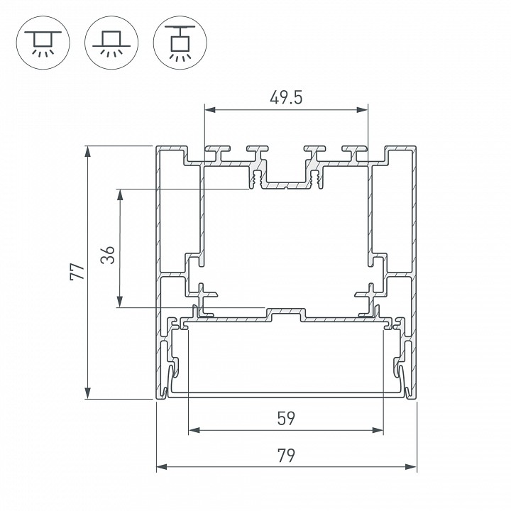 Профиль с рассеивателем Arlight S2-LINE-7977-2500 ANOD+OPAL 021174 - 3