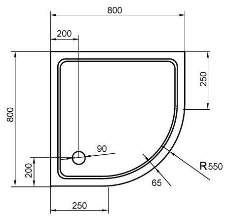 Поддон для душа Cezares SMC R 80x80 TRAY-M-R-80-550-35-W - 1