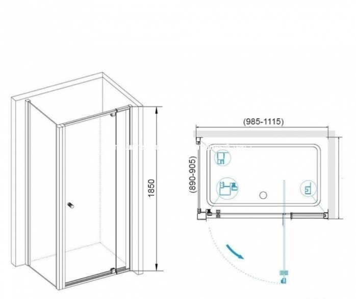 Душевой уголок RGW Passage PA-44-1B 100х90 профиль черный стекло прозрачное 410844109-014 - 2