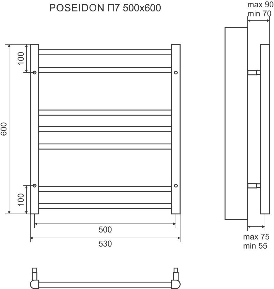 Полотенцесушитель электрический Lemark Poseidon П7 50x60 LM42607E - 3