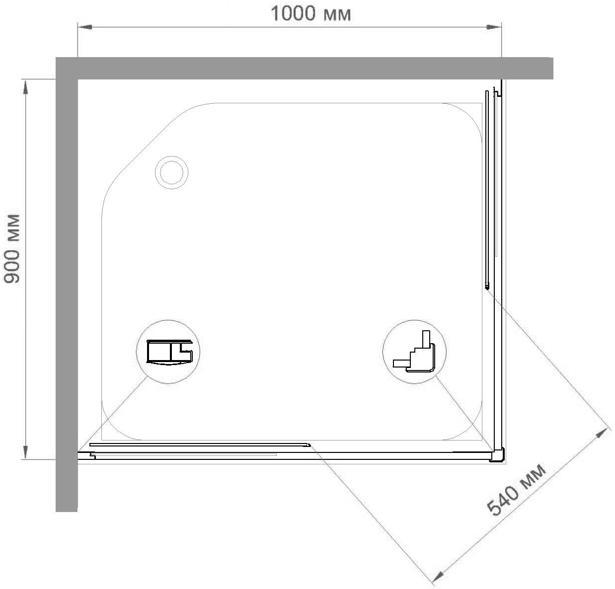 Душевой уголок Royal Bath HPD 100x90 профиль хром стекло прозрачное RB9100HPD-T-CH - 3